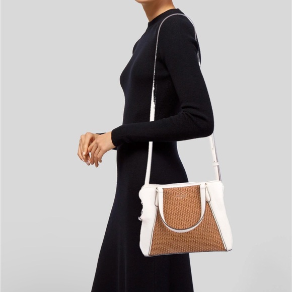 kate spade Handbags - Kate Spade Jackson Straw Medium Triple Compartment Crossbody with white leather
